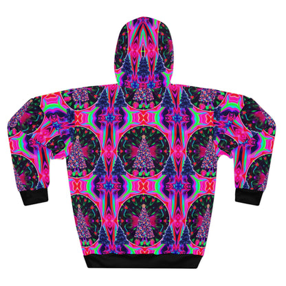 Vibrant Psychedelic Christmas Tree Unisex Pullover Hoodie | Ungodly Apparel | Perfect for Festivals & Everyday Style