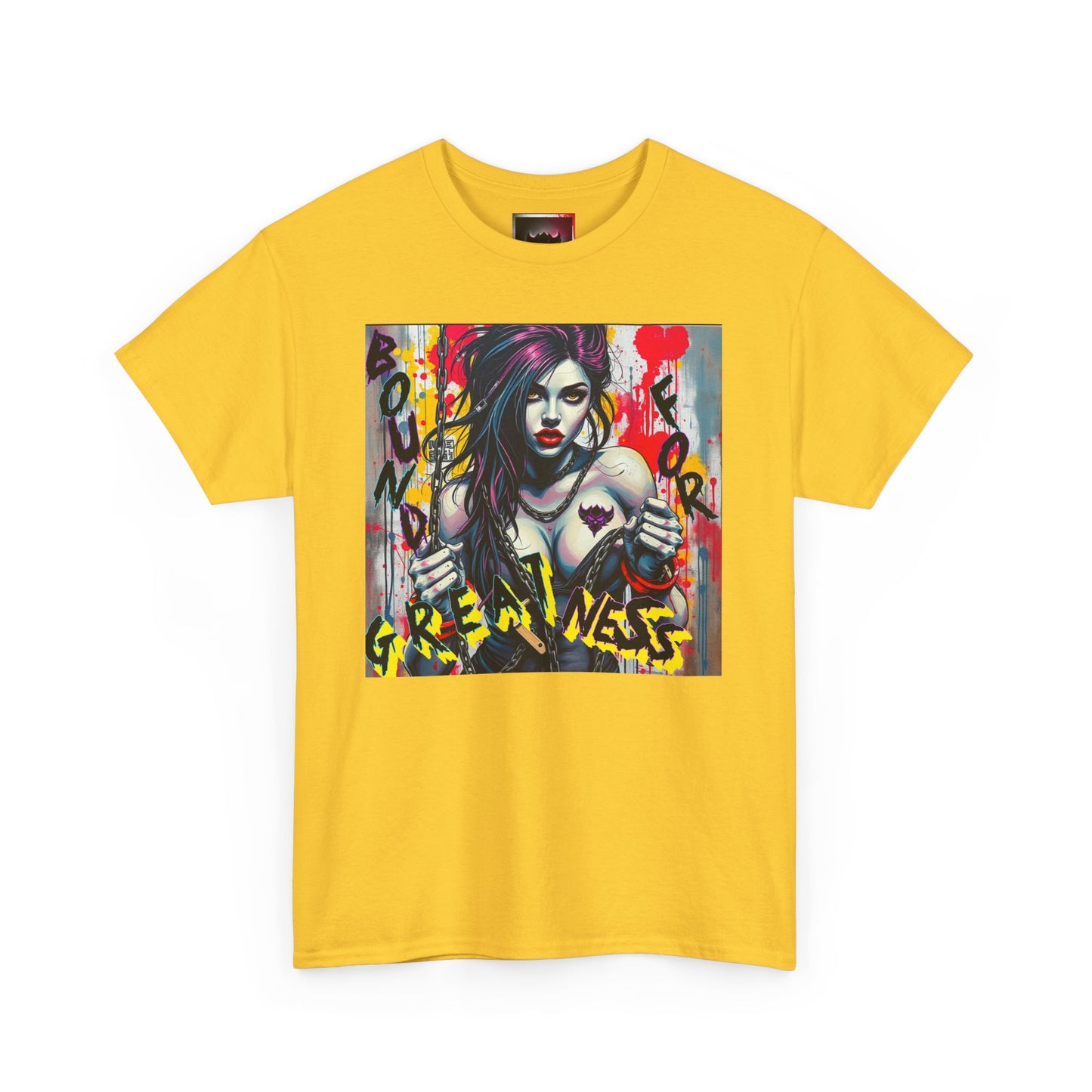 Unisex Heavy Cotton Tee - Empowering Art Graphic Tee with "Bound for Greatness" Design