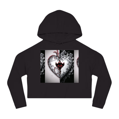 "You Promised Me Forever, But Left in a Moment" Edgy Heart Design Women’s Cropped Hooded Sweatshirt - Perfect for Romantic Occasions