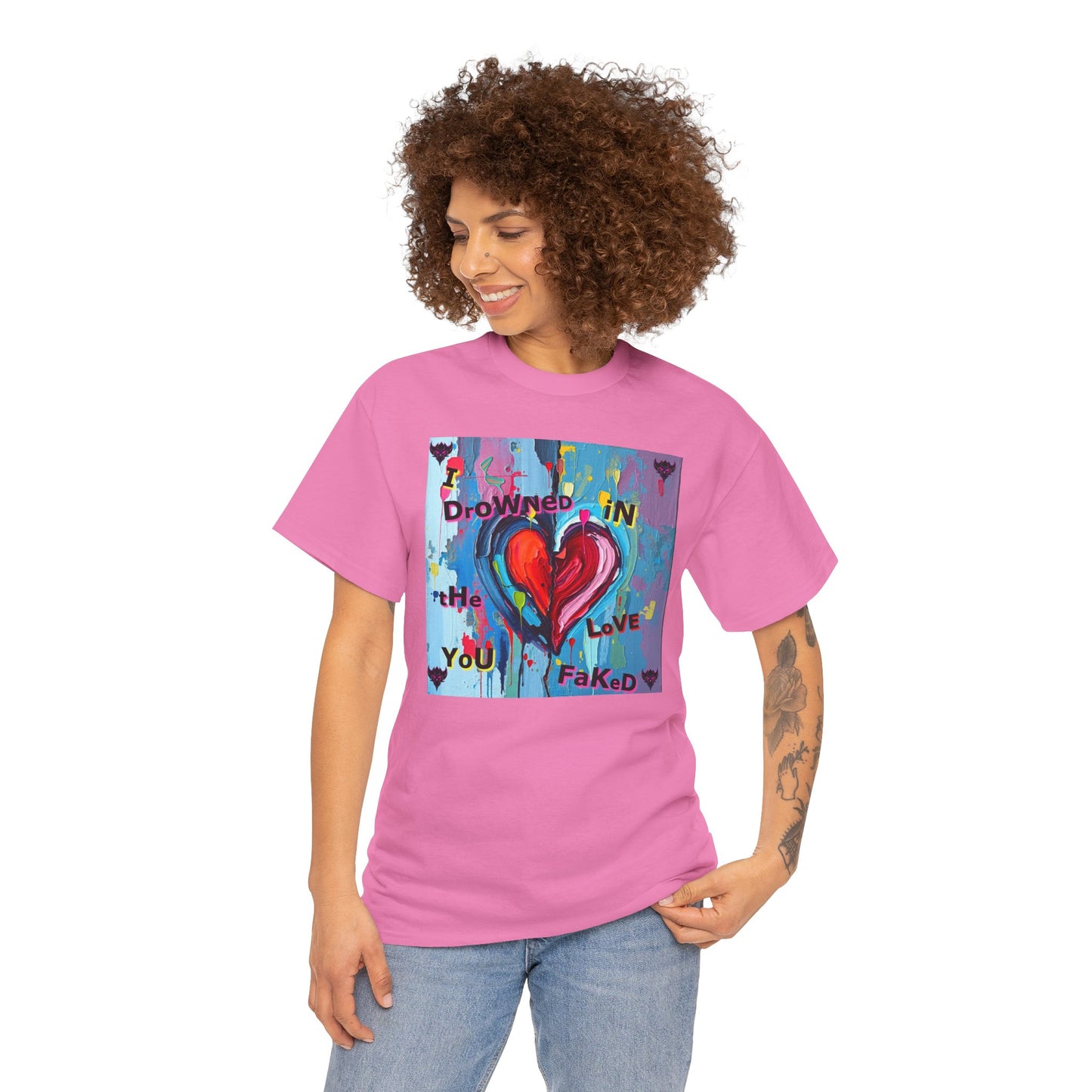 Heartfelt Unisex Heavy Cotton Tee - "I Drowned in the Love You Faked"