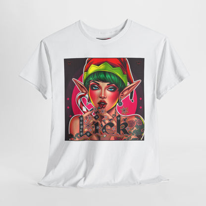 "Lick" Enchanting Elf Graphic T-Shirt - Unisex Heavy Cotton Shirt for Festive Vibes