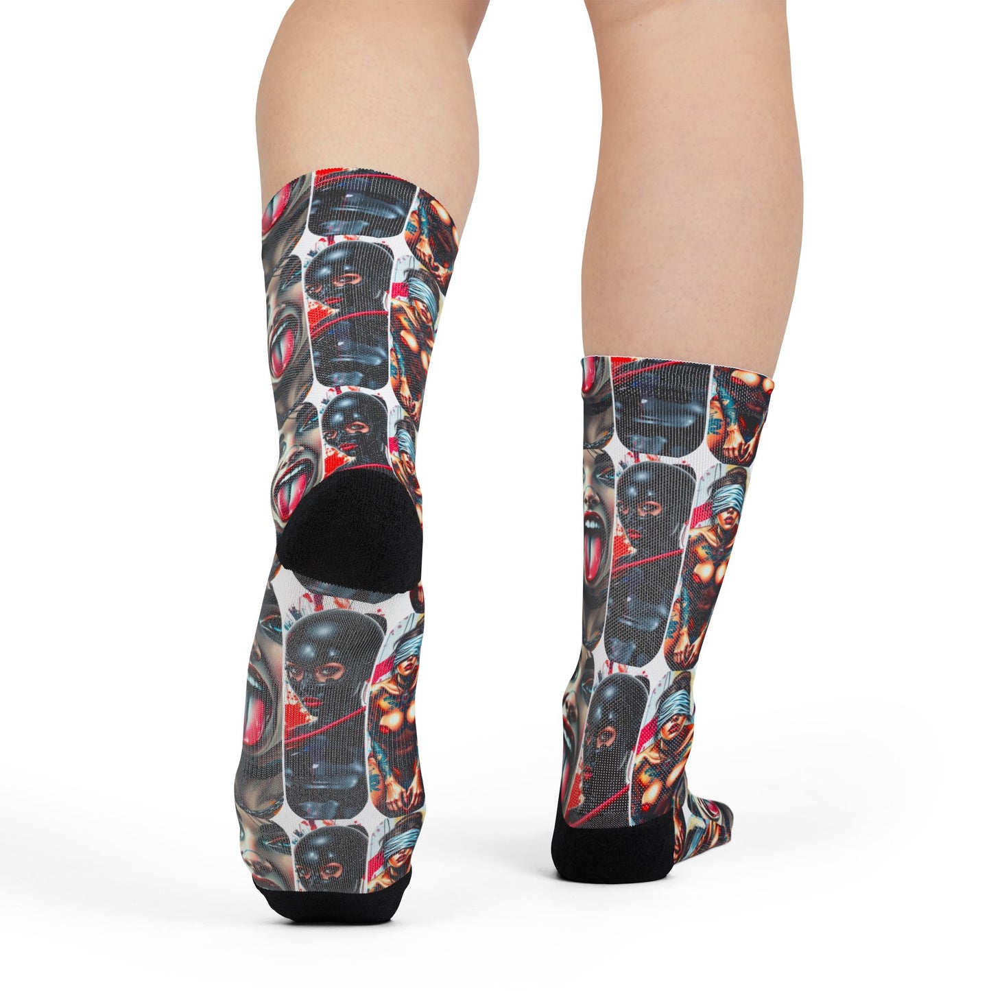 "Ungodly Fetish" Graphic Sublimation Crew Socks - Bold Art for Unique Style