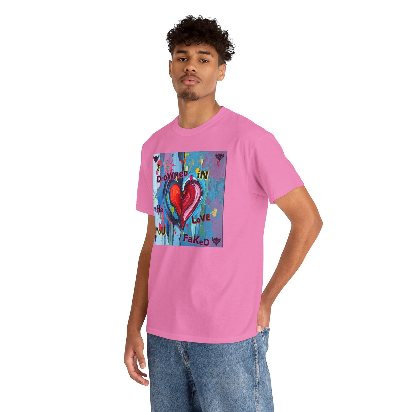 Heartfelt Unisex Heavy Cotton Tee - "I Drowned in the Love You Faked"