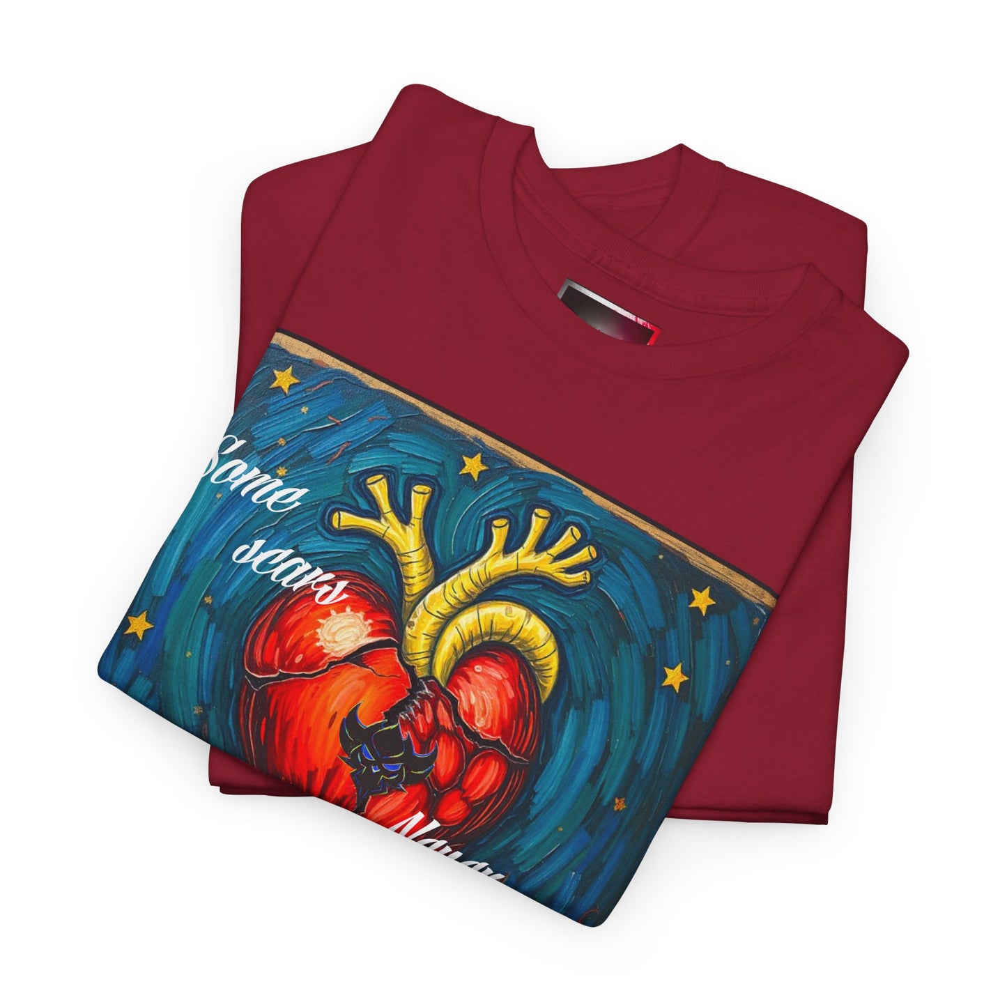 Heart Art Unisex Heavy Cotton Tee - "Some scars never fade"