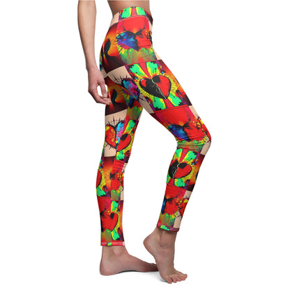 "Heart Broken and Hopeful" Vibrant Heart Graphic Casual Leggings for Women - Colorful Fitness Wear