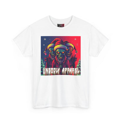 Unisex Heavy Cotton T-Shirt - Zombie Holiday Elves Graphic Tee for Casual Wear