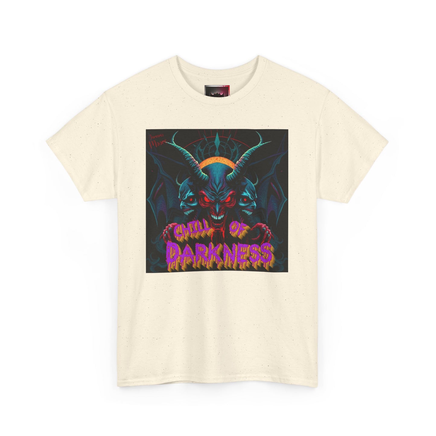 Embroidered Heavy Cotton T-Shirt - "Chill of Darkness" Monster Graphic