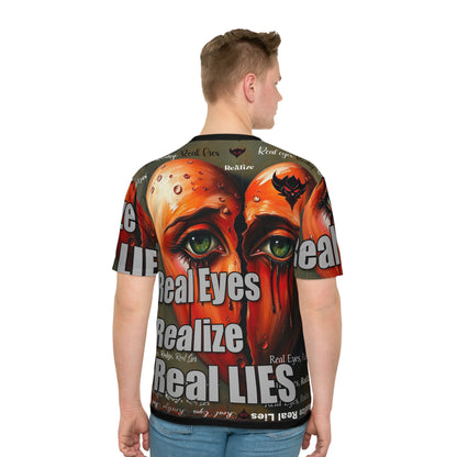 Men's Loose T-Shirt - 'Real Eyes Realize Real Lies' Graphic Tee for Bold Expression