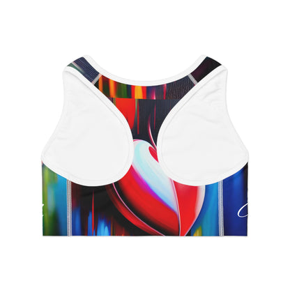 "Heartache"Colorful Heart Sports Bra - Ungodly Apparel, Perfect for Fitness and Love