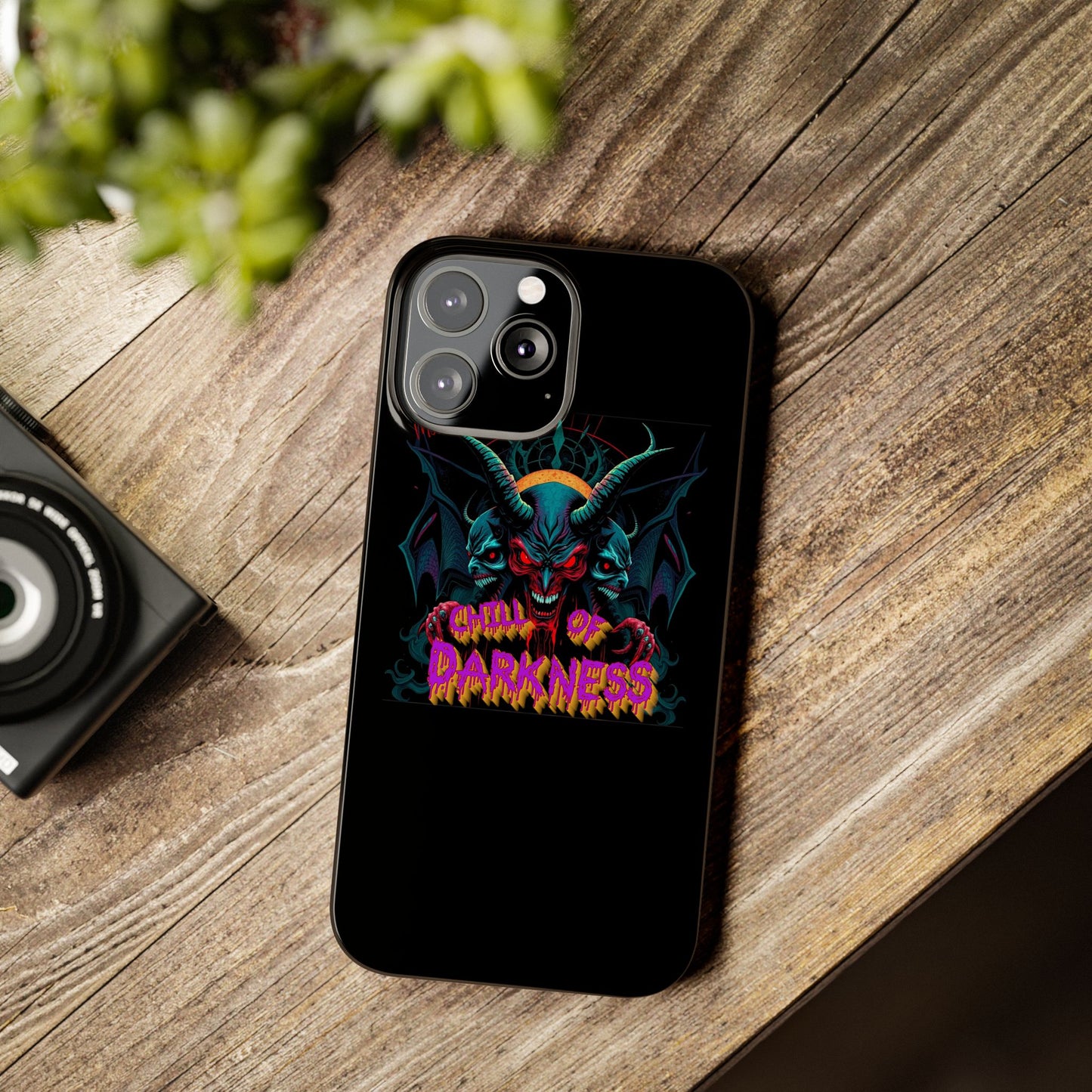 Chill of Darkness Slim Phone Case - Gothic Demon Design