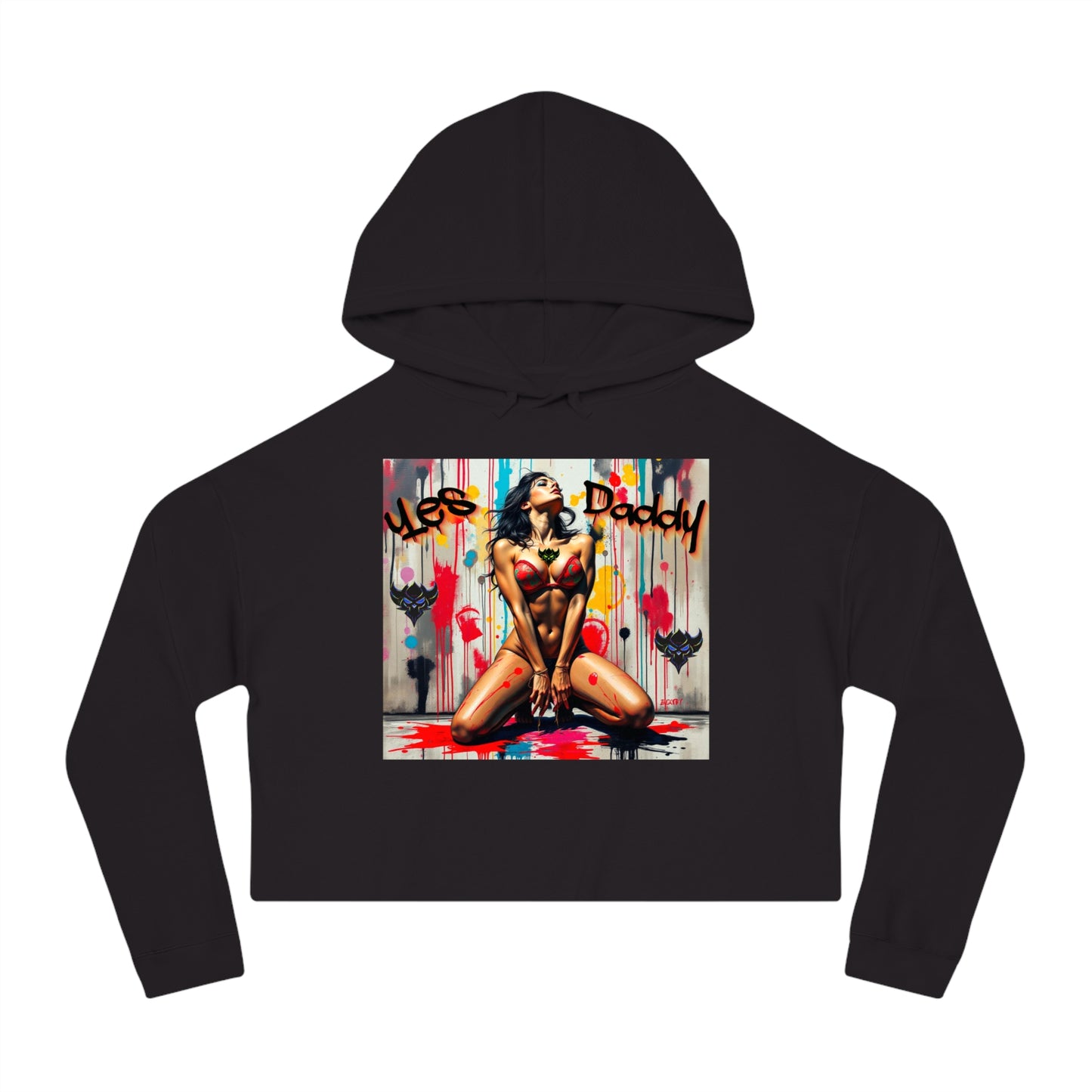 Bold Women’s Cropped Hooded Sweatshirt - "Yes Daddy" Design