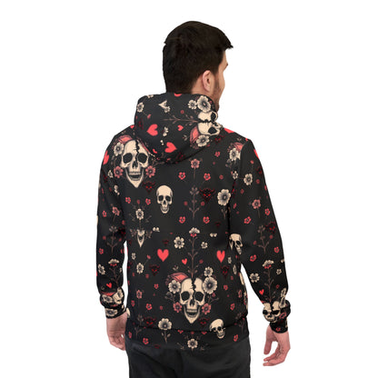 "Dead Love" Edgy Floral Skull Athletic Hoodie for Bold Style