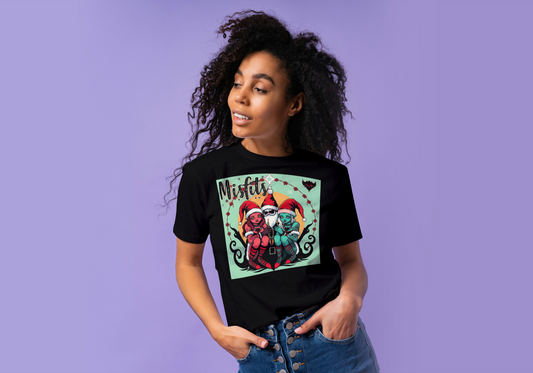 Holiday Misfits Graphic T-Shirt for Women – Fun and Colorful Festive Shirt