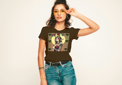 Vintage Green Mistletoe Elf- Women's Softstyle Tee- Boho Chic Graphic T-Shirt