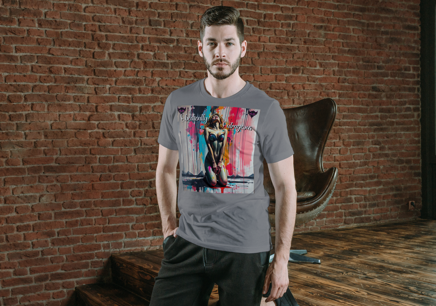 Bold Artistic Unisex Heavy Cotton Tee -"Obediently Outrageous" Design