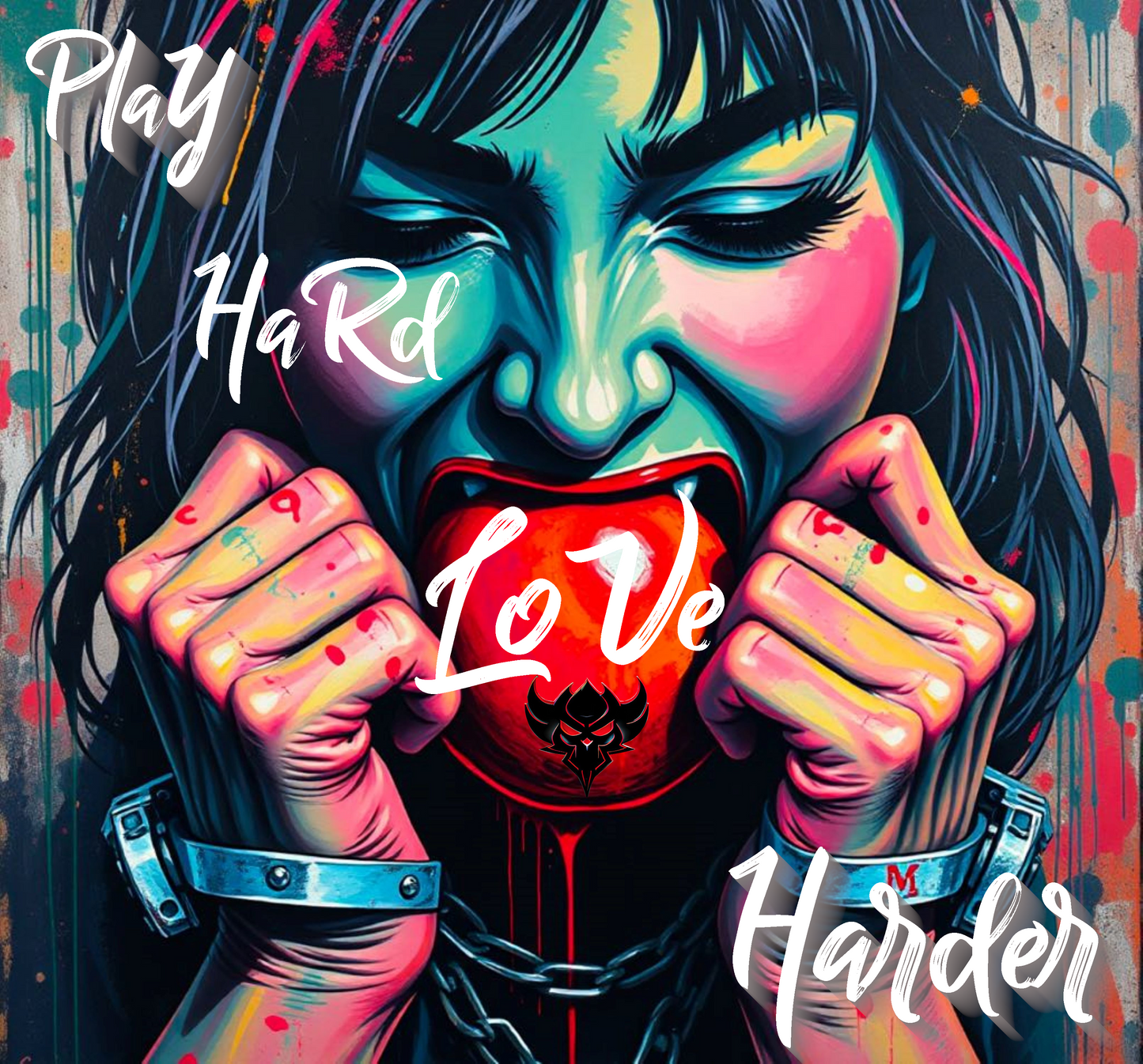 Play Hard Love Harder Women's Softstyle Tee - Colorful Graphic Inspirational T-Shirt