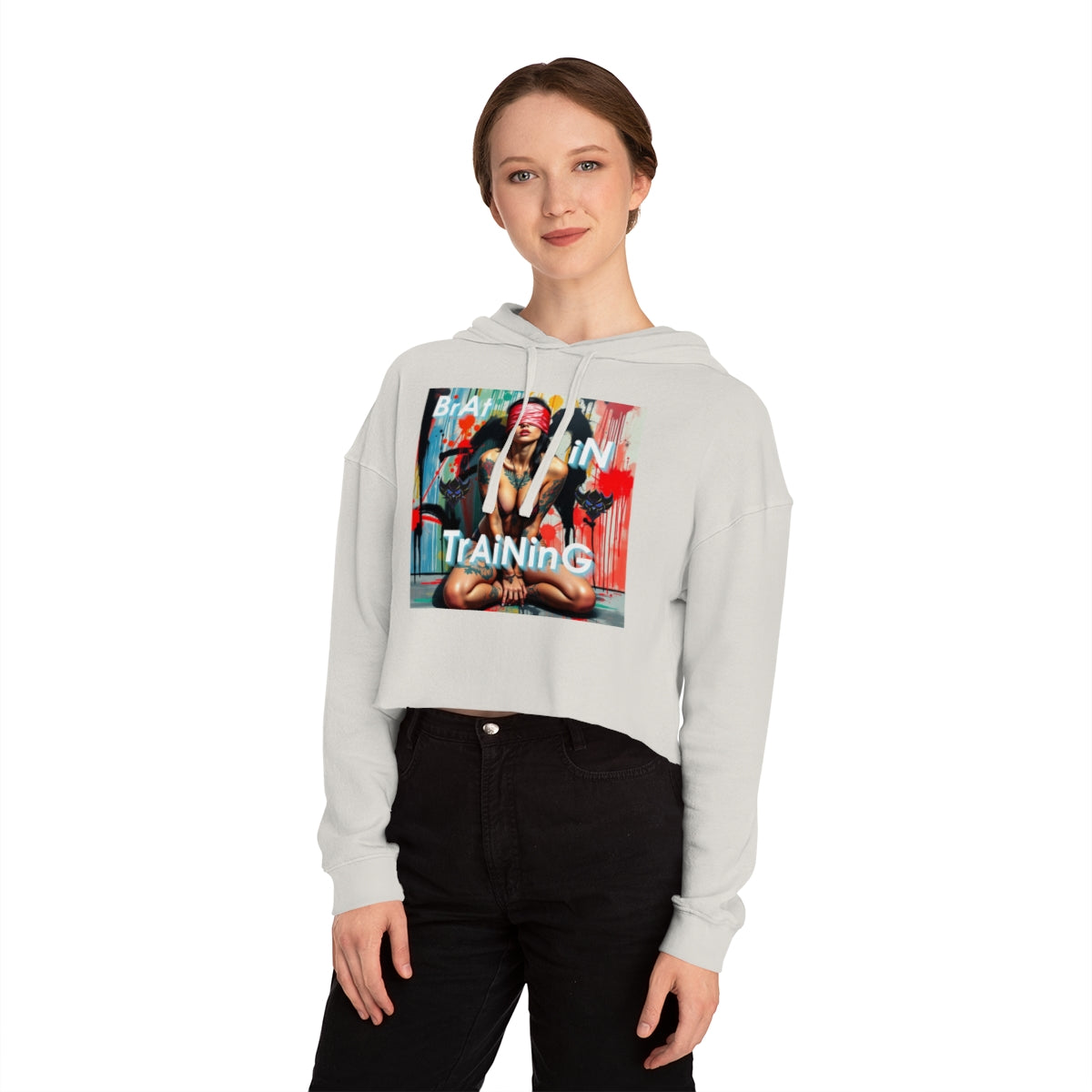 Women’s Cropped Hooded Sweatshirt - "Brat in Training" Graphic