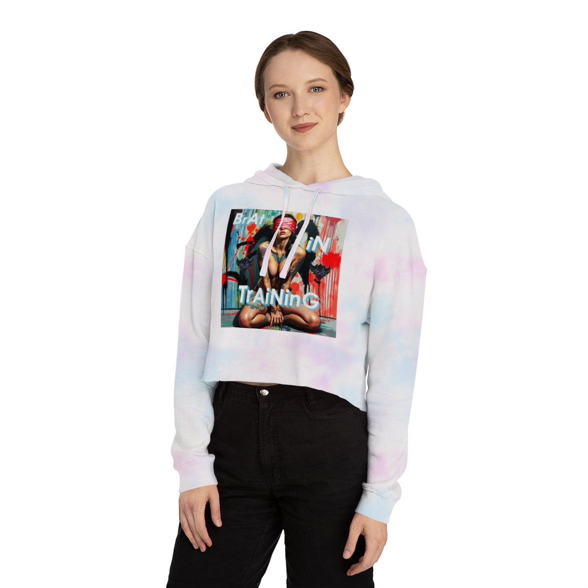 Women’s Cropped Hooded Sweatshirt - "Brat in Training" Graphic