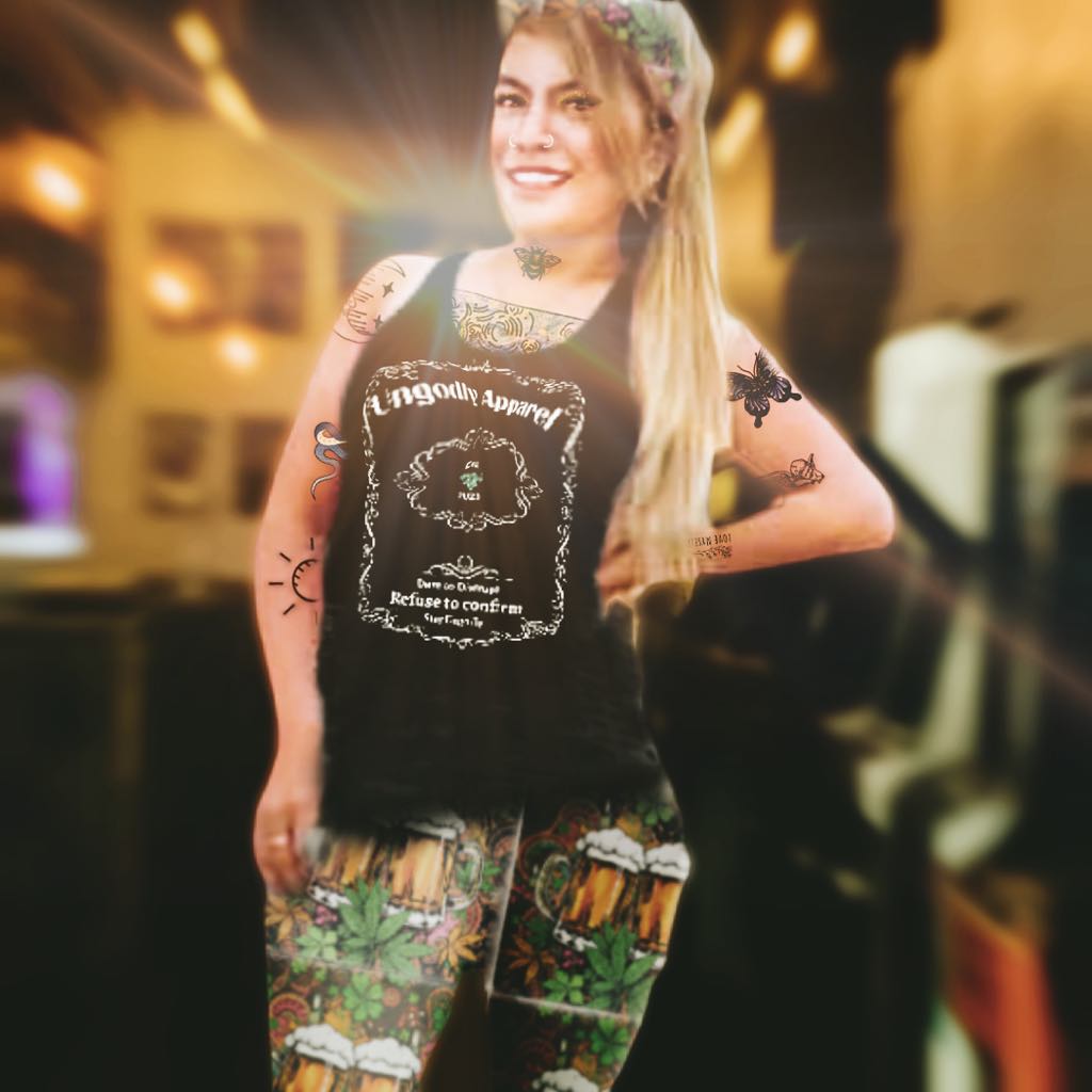 "Ungodly Whiskey" Women's Ideal Racerback Tank - Stay Ungodly Apparel | Perfect for Summer & Active Lifestyle